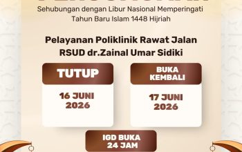 Libur Tahun Baru Islam 1448 H, RSUD ZUS Tutup Layanan Poli Rawat Jalan