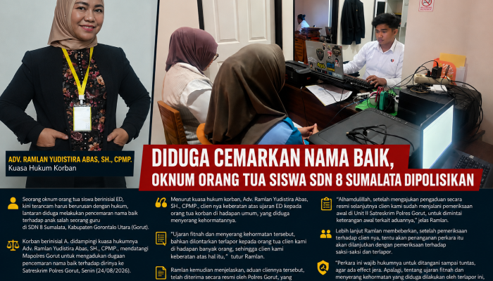 Diduga Cemarkan Nama Baik, Oknum Orang Tua Siswa SDN 8 Sumalata Dipolisikan