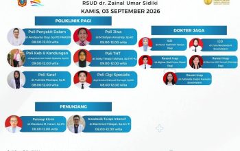 Jadwal Pelayanan Dokter di RSUD ZUS, 3 September 2026
