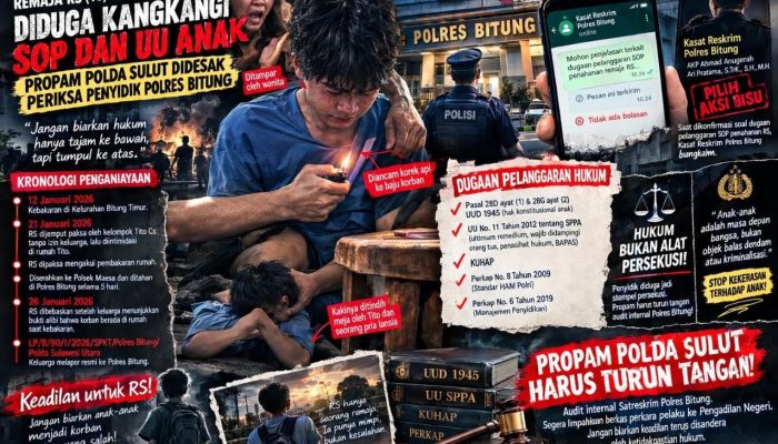 Dugaan Penahanan Illegal Remaja RS, Polres Bitung Diduga Jadi ‘Stempel’ Peradilan Jalanan